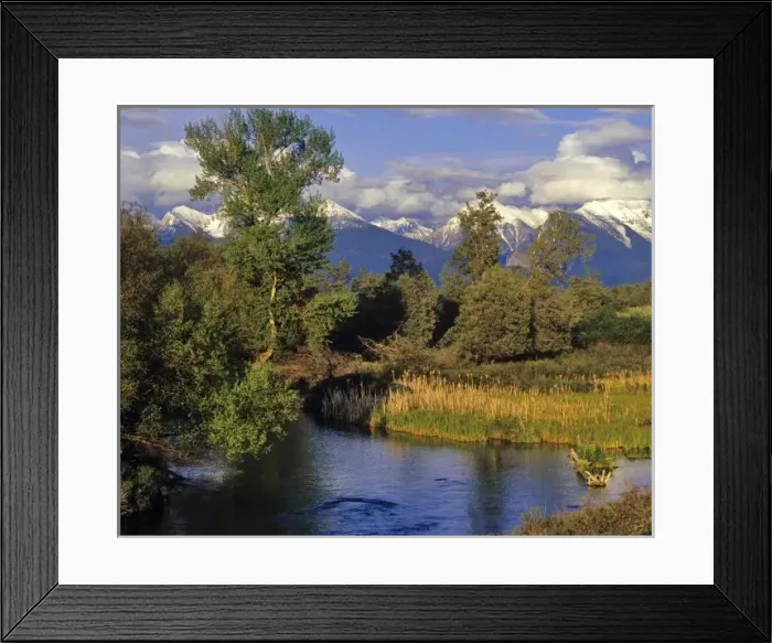 Framed Print : Mission Creek runs through the National Bison Range with Mission Mountains in background