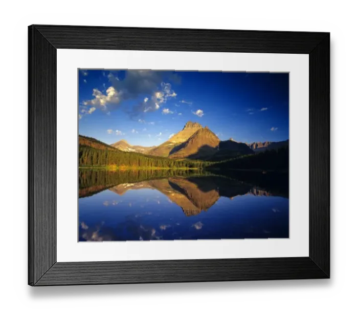 Framed Print : Mount Wilbur reflects into calm Fishercap Lake in Glacier National Park in Montana