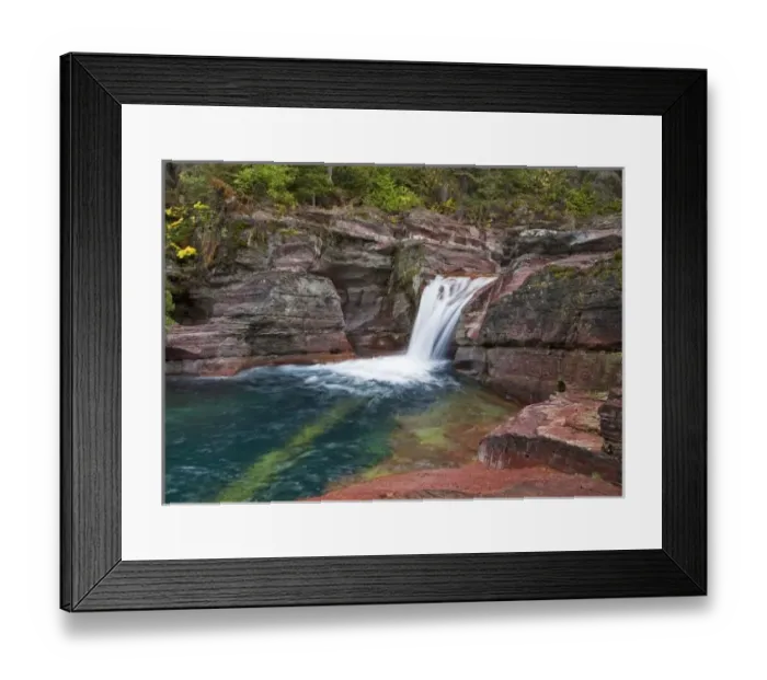 Framed Print : Deadwood Falls on Reynolds Creek in autumn in Glacier National Park in Montana