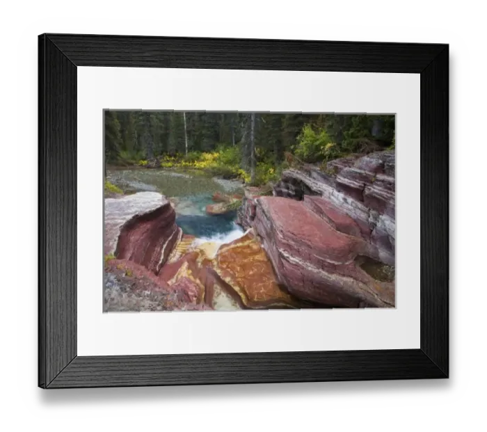 Framed Print : Deadwood Falls on Reynolds Creek in autumn in Glacier National Park in Montana Framed Print : Deadwood Falls on Reynolds Creek in autumn in Glacier National Park in Montana