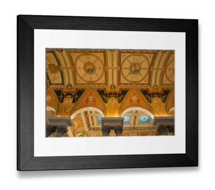 Framed Print : WASHINGTON, D. C. USA. Ceiling in Great Hall of Jefferson Building, Library of Congress