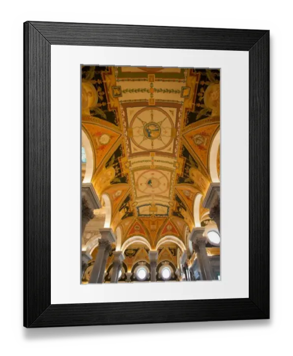 Framed Print : WASHINGTON, D. C. USA. Ceiling of second floor passage in Great Hall of Jefferson Building Framed Print : WASHINGTON, D. C. USA. Ceiling of second floor passage in Great Hall of Jefferson Building
