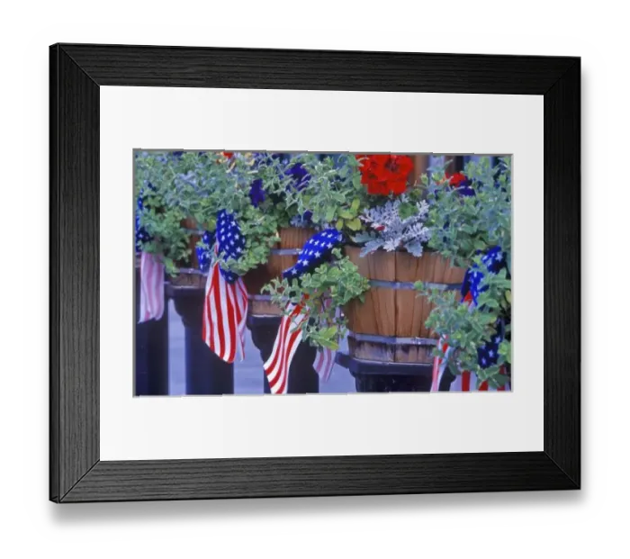 Framed Print : Flags and Flowers in Philipsburg Montana Framed Print : Flags and Flowers in Philipsburg Montana
