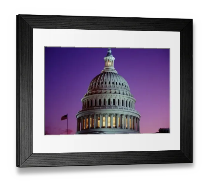 Framed Print : The U. S. Capitol at dusk with light in the dome Framed Print : The U. S. Capitol at dusk with light in the dome
