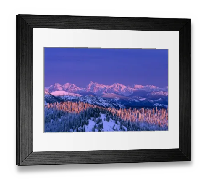 Framed Print : Alpenglow strikes the peaks of Glacier National Park from the summit of Big Mountain Framed Print : Alpenglow strikes the peaks of Glacier National Park from the summit of Big Mountain