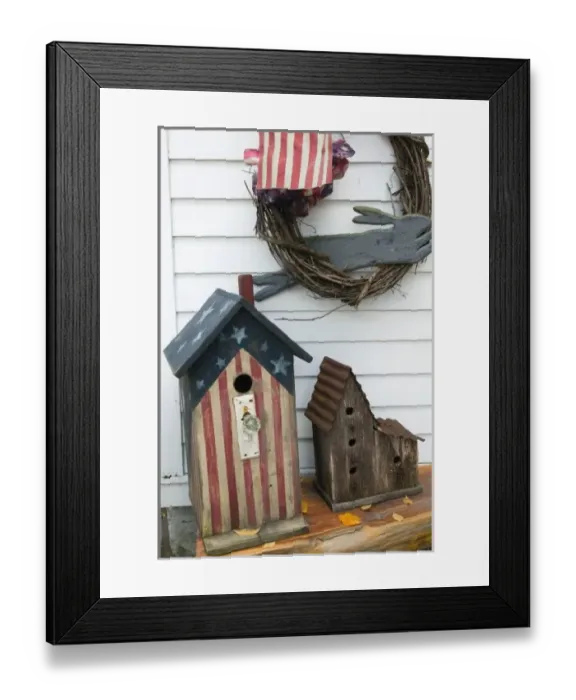Framed Print : USA, Missouri, Herman: Patriotic Birdhouses, Local Crafts