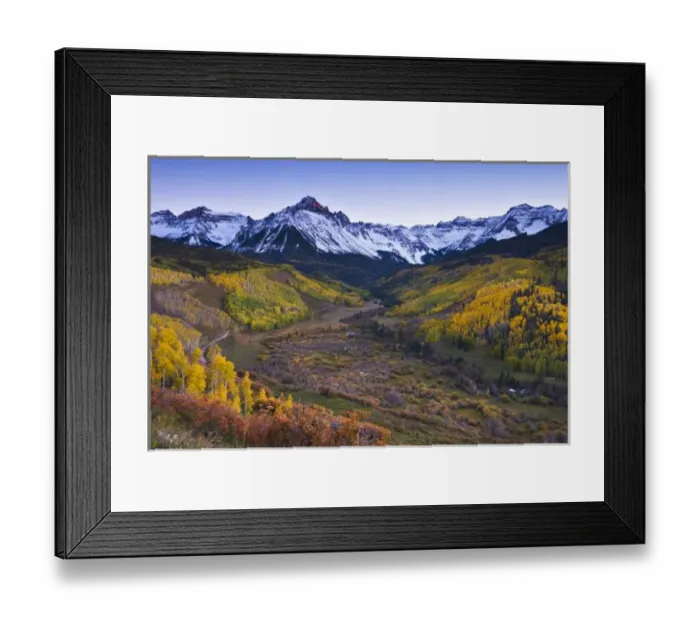 Framed Print : USA, Colorado, Rocky Mountains, San Juan Mountains. Fall colors and alpenglow on Mt Framed Print : USA, Colorado, Rocky Mountains, San Juan Mountains. Fall colors and alpenglow on Mt