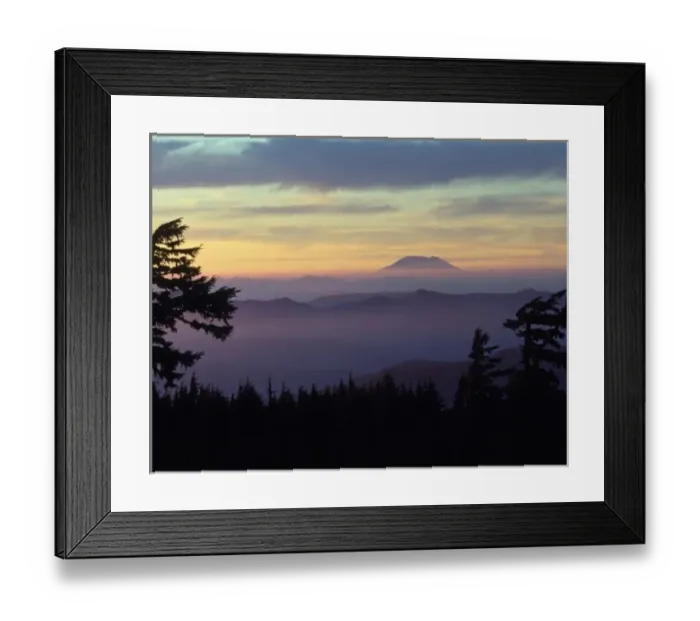 Framed Print : USA, Washington. Mount St. Helens seen through fog layers at sunset as viewed from Mt Framed Print : USA, Washington. Mount St. Helens seen through fog layers at sunset as viewed from Mt