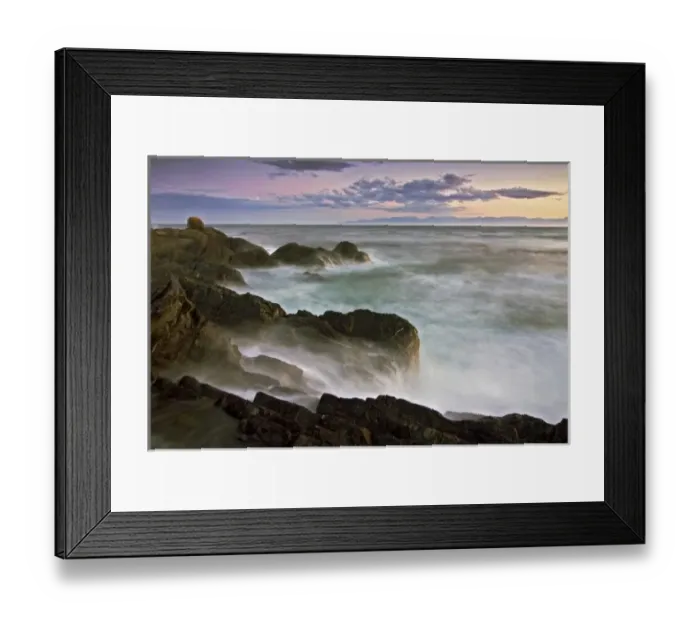 Framed Print : USA, Washington, San Juan Islands. Waves crash on the south shores of Lopez Island