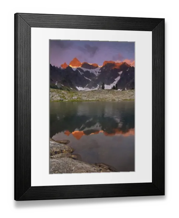 Framed Print : USA, Washington, North Cascades. Alpenglow on Mt. Shuksan reflected in Lake Ann Framed Print : USA, Washington, North Cascades. Alpenglow on Mt. Shuksan reflected in Lake Ann