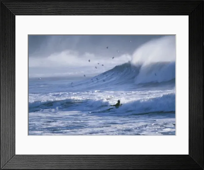 Framed Print : USA, Washington State, La Push. Man kayak surfing in big swell. (MR)