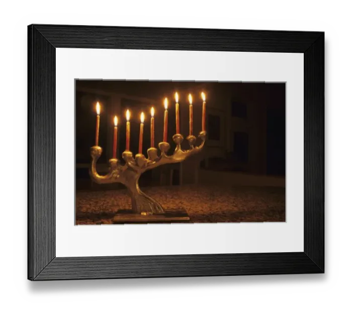 Framed Print : USA, Washington, Bellevue. Menorah with all candles lit for Chanukah Framed Print : USA, Washington, Bellevue. Menorah with all candles lit for Chanukah