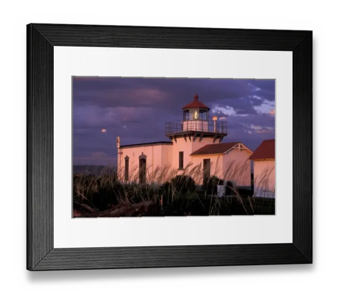 Framed Print : USA, Washington State, Hansville. Point No Point Lighthouse at sunset, the oldest Framed Print : USA, Washington State, Hansville. Point No Point Lighthouse at sunset, the oldest