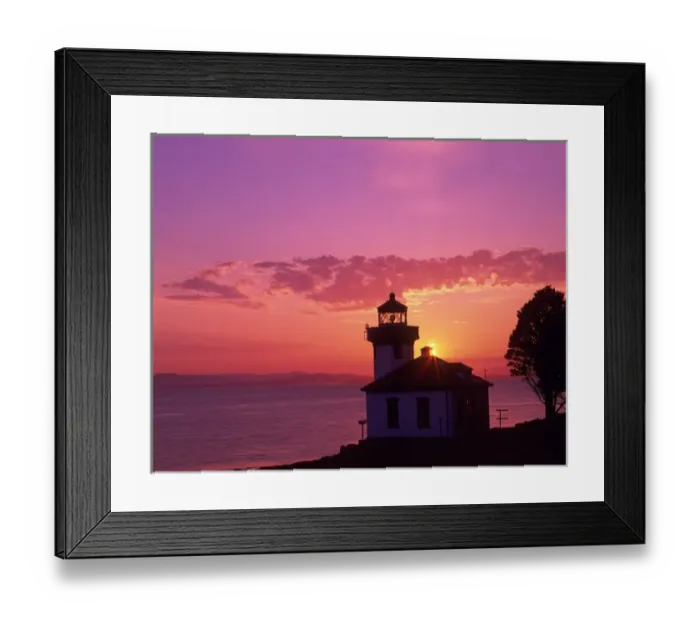 Framed Print : WA, San Juan Island, Lime Kiln Lighthouse, 1919, entrance to Haro Strait