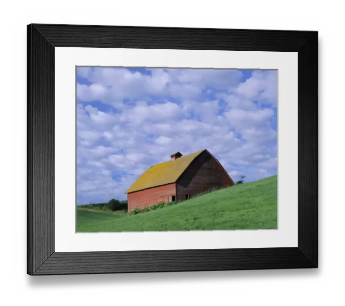 Framed Print : WA, Whitman County, Red barn and clouds Framed Print : WA, Whitman County, Red barn and clouds