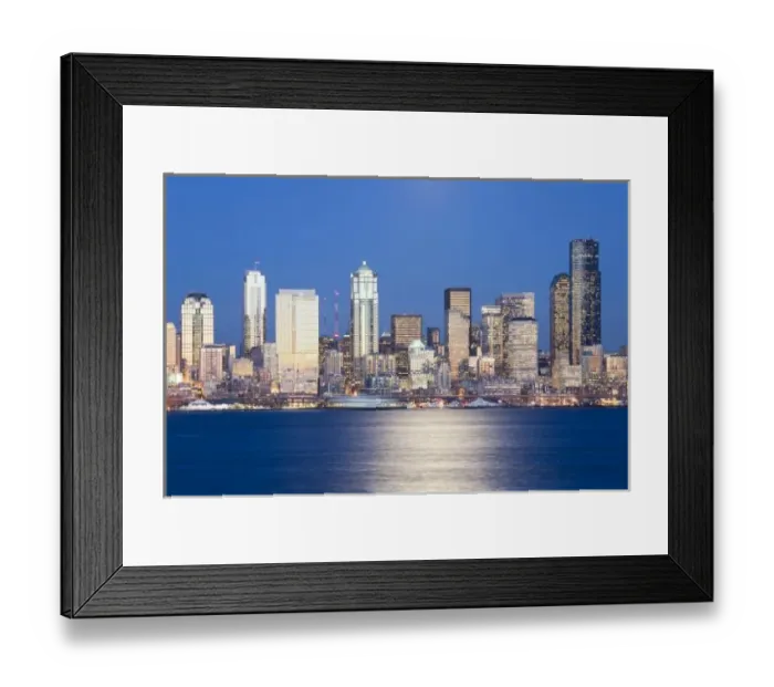 Framed Print : WA, Seattle, Seattle skyline and Elliott Bay, view from Alki
