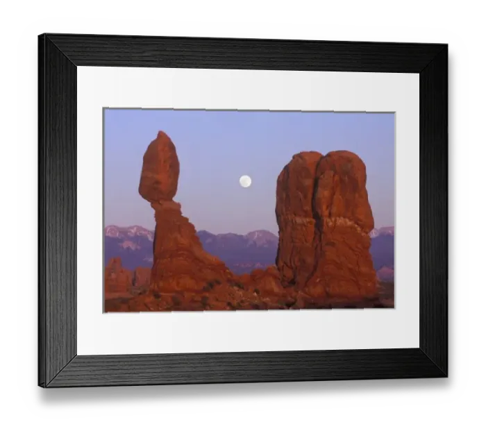 Framed Print : USA, Utah, Arches NP, Full Moon Rising at Balanced Rock Framed Print : USA, Utah, Arches NP, Full Moon Rising at Balanced Rock