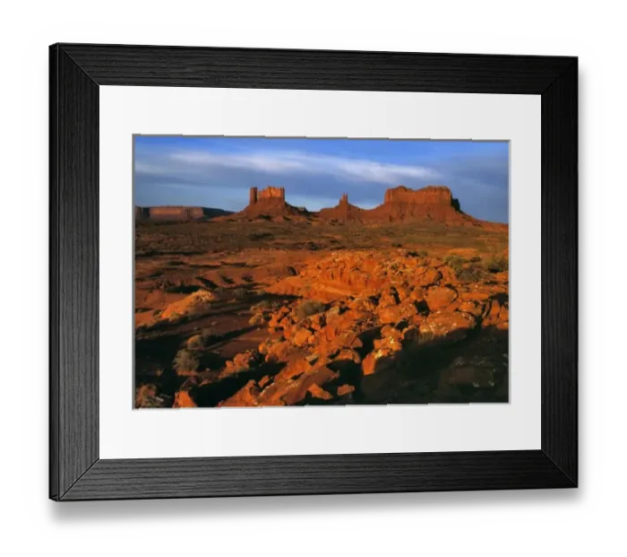 Framed Print : USA, Utah, Monument Valley. Sunset light throws long shadows on the buttes of Monument Valley, Utah Framed Print : USA, Utah, Monument Valley. Sunset light throws long shadows on the buttes of Monument Valley, Utah