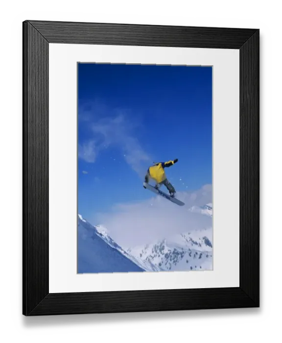 Framed Print : Snowboarding in Grizzly Gulch, Little Cottonwood Canyon, Wasatch Mountains, Utah. (MR)