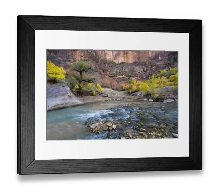 Framed Print : The Virgin River in autumn in Zion National Park in Utah Framed Print : The Virgin River in autumn in Zion National Park in Utah