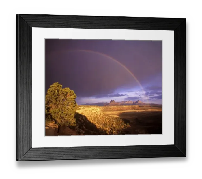 Framed Print : Rainbow from Gooseberry Mesa looking to Smithsonian Butte near Virgin Utah Framed Print : Rainbow from Gooseberry Mesa looking to Smithsonian Butte near Virgin Utah