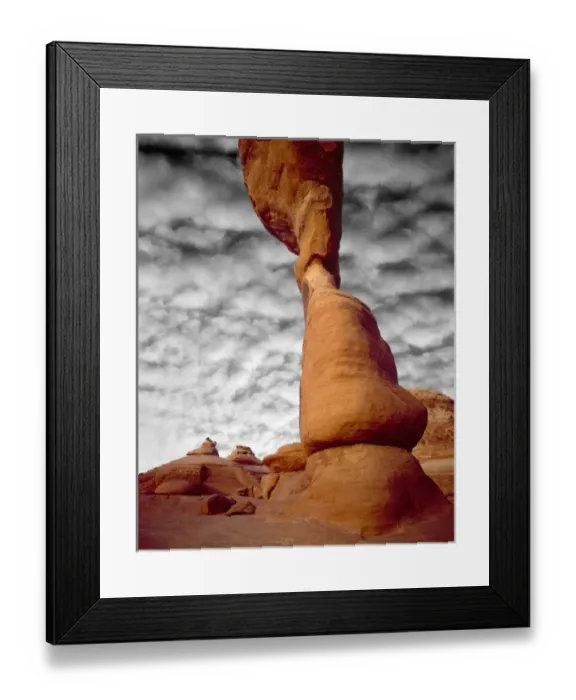Framed Print : USA, Utah, Arches National Park. Portion of Delicate Arch against clouds. Credit as Framed Print : USA, Utah, Arches National Park. Portion of Delicate Arch against clouds. Credit as