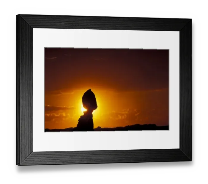 Framed Print : Utah, Arches National Park. Balanced Rock silhouetted at sunset Framed Print : Utah, Arches National Park. Balanced Rock silhouetted at sunset