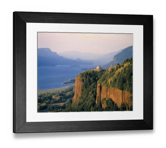 Framed Print : USA, Oregon, Columbia River. Sunset at Crown Point on the Columbia River in Oregon