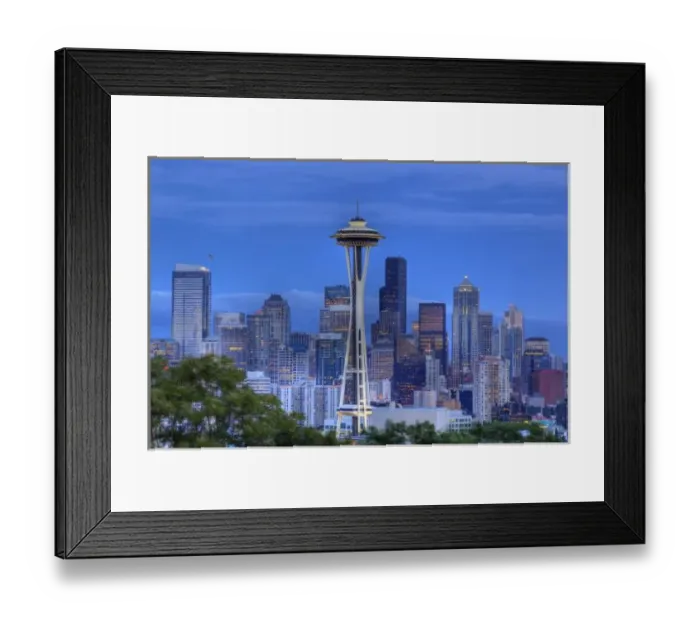Framed Print : WA, Seattle, Seattle skyline with moon rising from Kerry Park Framed Print : WA, Seattle, Seattle skyline with moon rising from Kerry Park
