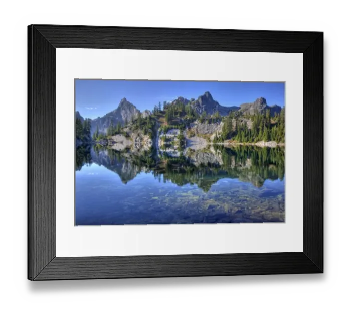 Framed Print : WA, Alpine Lakes Wilderness, Gem Lake, with Chair Peak and Mount Roosevelt Framed Print : WA, Alpine Lakes Wilderness, Gem Lake, with Chair Peak and Mount Roosevelt