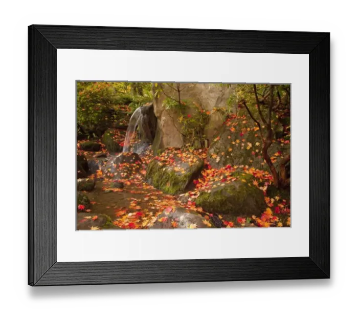 Framed Print : WA, Seattle, Washington Park Arboretum, Japanese Garden, waterfall with autumn color Framed Print : WA, Seattle, Washington Park Arboretum, Japanese Garden, waterfall with autumn color