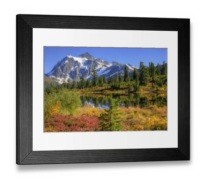 Framed Print : WA, Heather Meadows Recreation Area, Mt. Shuksan, at Picture Lake Framed Print : WA, Heather Meadows Recreation Area, Mt. Shuksan, at Picture Lake