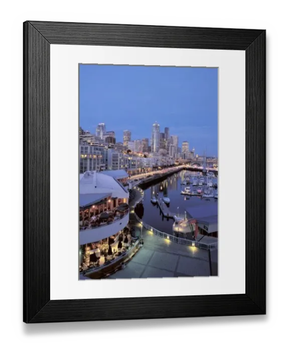 Framed Print : Dusk on Bell Harbor in Seattle, Washington Framed Print : Dusk on Bell Harbor in Seattle, Washington