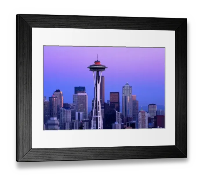 Framed Print : Seattle Skyline with Space Needle at Dusk, Seattle, Washington, United States, US Framed Print : Seattle Skyline with Space Needle at Dusk, Seattle, Washington, United States, US