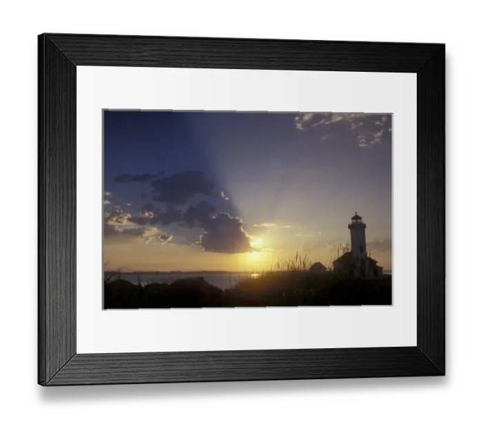 Framed Print : USA, Washington, near Port Townsend Sunrise at Point Wilson Lighthouse