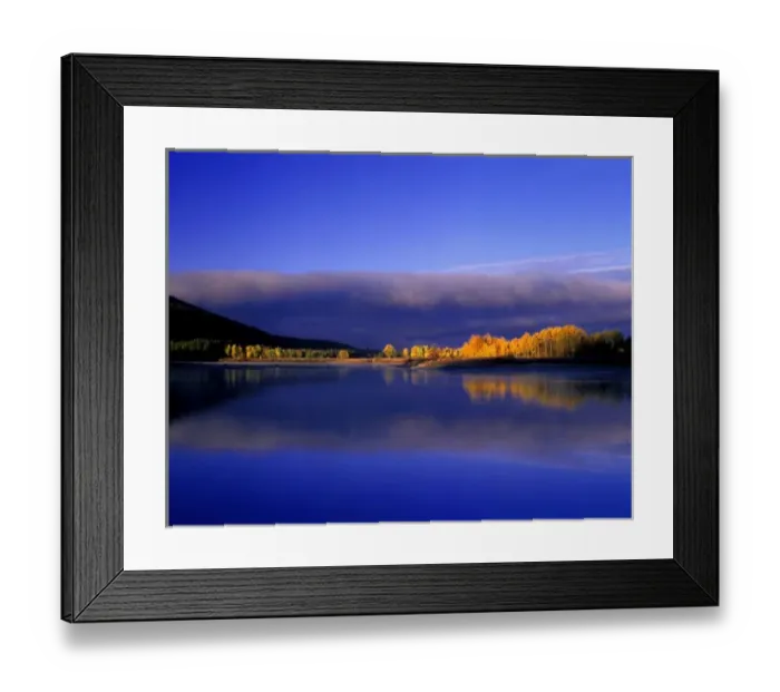 Framed Print : USA, Wyoming, Grand Teton National Park. Fall colors and storm clouds at Oxbow Bend on Snake River