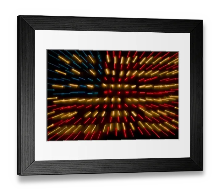 Framed Print : American Flag made of zoomed Neon Lights