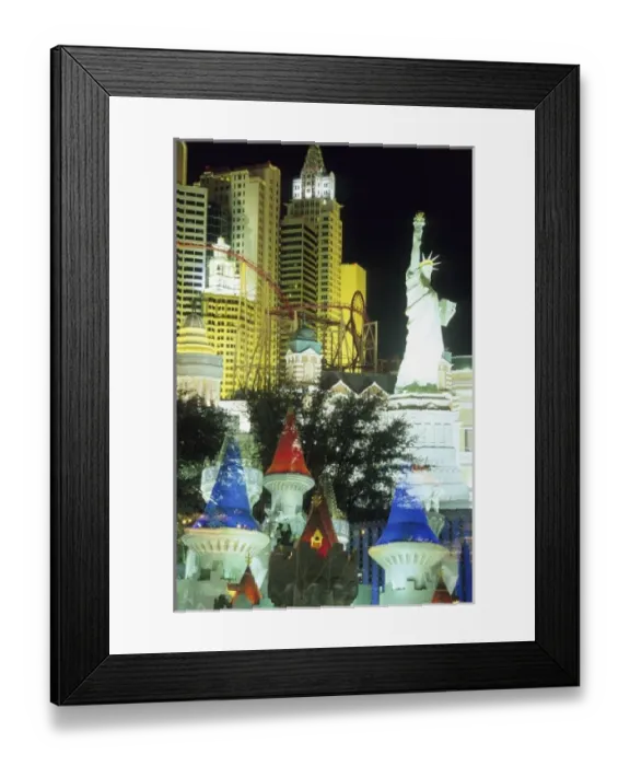 Framed Print : Double exposure, hotels and casinos, Las Vegas, Nevada