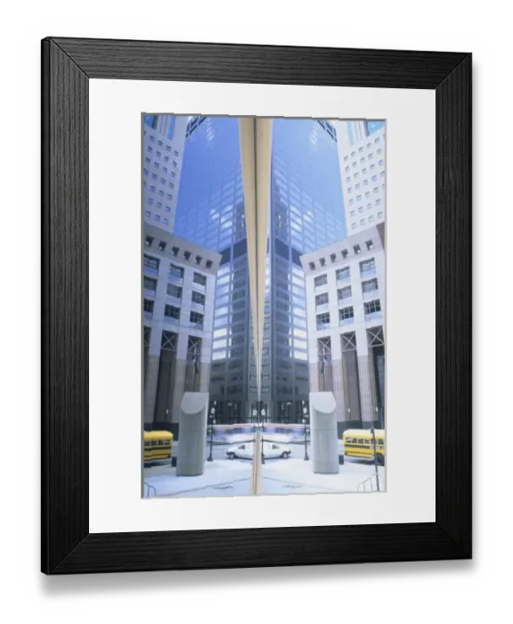 Framed Print : Downtown reflection in building window, Louisville, Kentucky