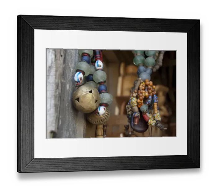 Framed Print : Africa, Benin, Ganvie. Tofinu voodoo village on Lake Nokoue. Traditional souvenir beaded necklaces Framed Print : Africa, Benin, Ganvie. Tofinu voodoo village on Lake Nokoue. Traditional souvenir beaded necklaces