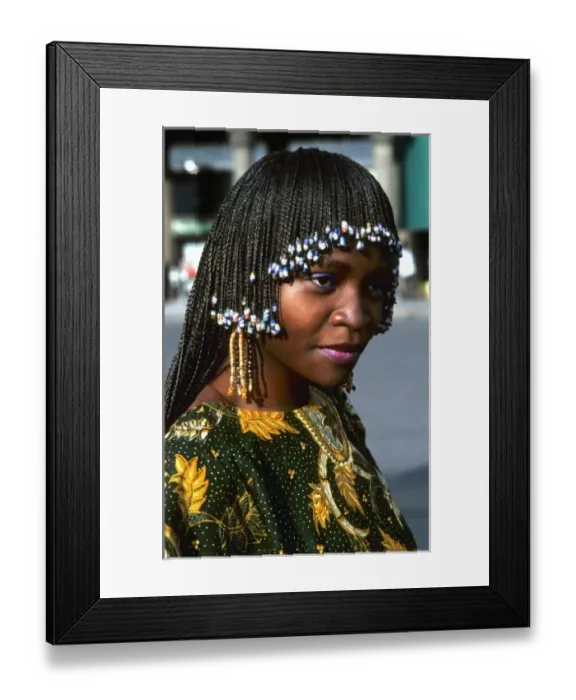 Framed Print : Beautiful Cameroon Africa woman in native costume with head dress and colorful costume Framed Print : Beautiful Cameroon Africa woman in native costume with head dress and colorful costume