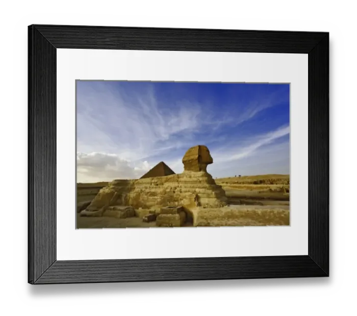 Framed Print : The Great Sphinx of Giza, a half lion half human statue, on the Giza Plateau on Framed Print : The Great Sphinx of Giza, a half lion half human statue, on the Giza Plateau on