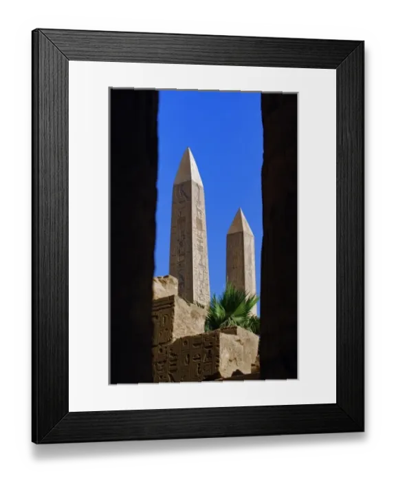Framed Print : The two Obelisks of Queen Hatshepsut viewed between columns of the Hypostyle Hall Framed Print : The two Obelisks of Queen Hatshepsut viewed between columns of the Hypostyle Hall