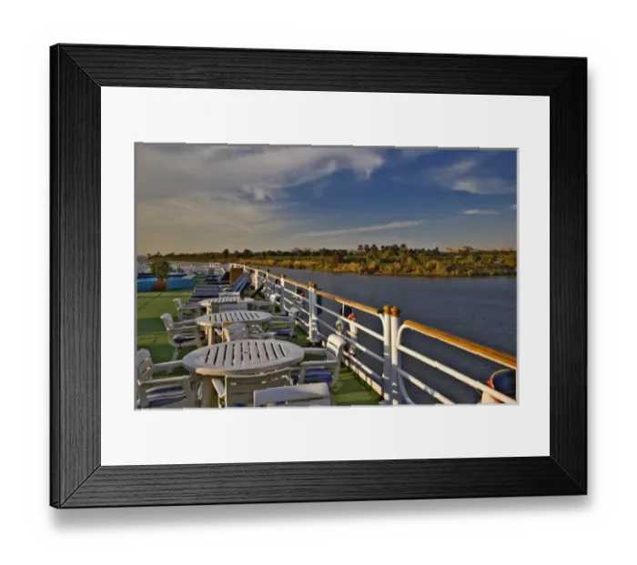 Framed Print : Afternoon view of Nile River from sightseeing boat, near Aswan, Egypt