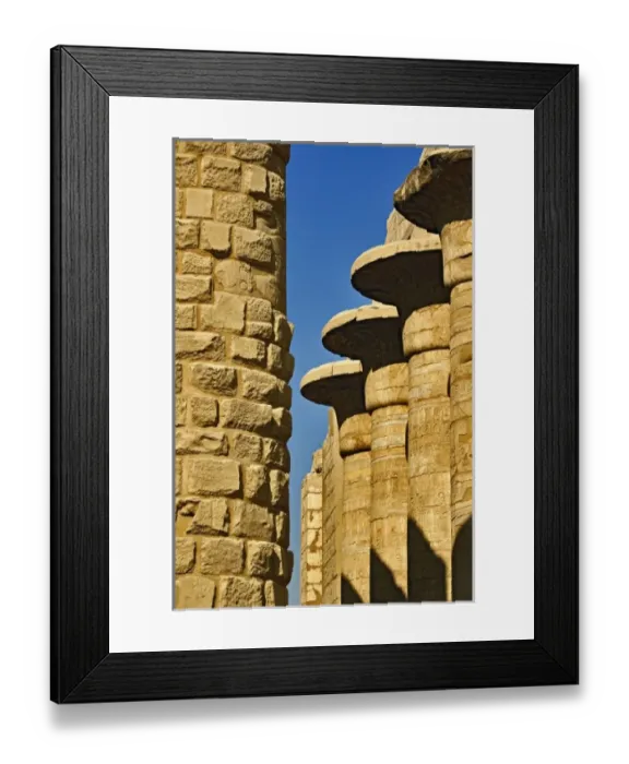 Framed Print : Massive columns at the Great Hypostyle Hall, in the temple of Amun, The Temple of Framed Print : Massive columns at the Great Hypostyle Hall, in the temple of Amun, The Temple of