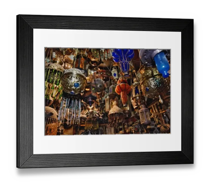 Framed Print : Lamps for sale in shop at Khan el Khalili Bazaar, Cairo, Egypt