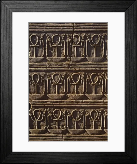 Framed Print : Coptic Christian symbol in Egyptian hieroglyphs, The Temple of Kom-Ombo, near Aswan, Egypt Framed Print : Coptic Christian symbol in Egyptian hieroglyphs, The Temple of Kom-Ombo, near Aswan, Egypt