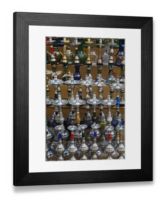 Framed Print : Pattern in Hookah or water pipes in sidewalk shop, Luxor, Egypt Framed Print : Pattern in Hookah or water pipes in sidewalk shop, Luxor, Egypt