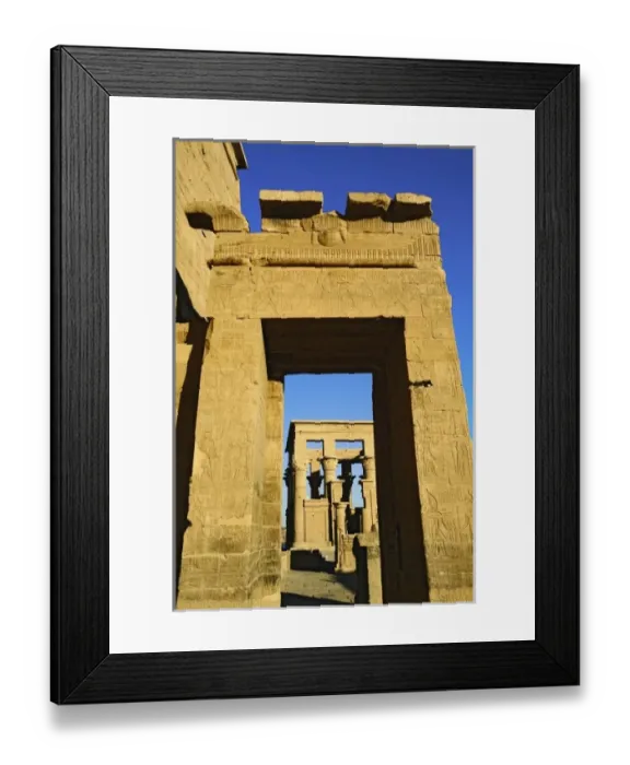 Framed Print : Hieroglyphs on columns, Temple of Philae, on Agilika, an island in the Nile River Framed Print : Hieroglyphs on columns, Temple of Philae, on Agilika, an island in the Nile River
