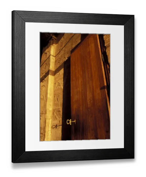 Framed Print : Africa, Egypt, Abu Simbel. Temple of Ramesses II, front door and gold key Framed Print : Africa, Egypt, Abu Simbel. Temple of Ramesses II, front door and gold key